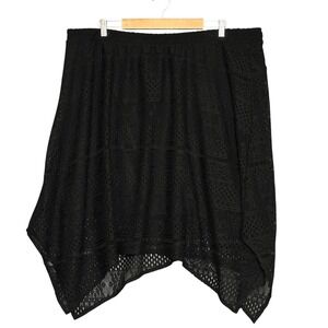 maurices Womens Skirt‎ 3X Black Lace Overlay Asymmetrical Midi Whimsigoth Fairy